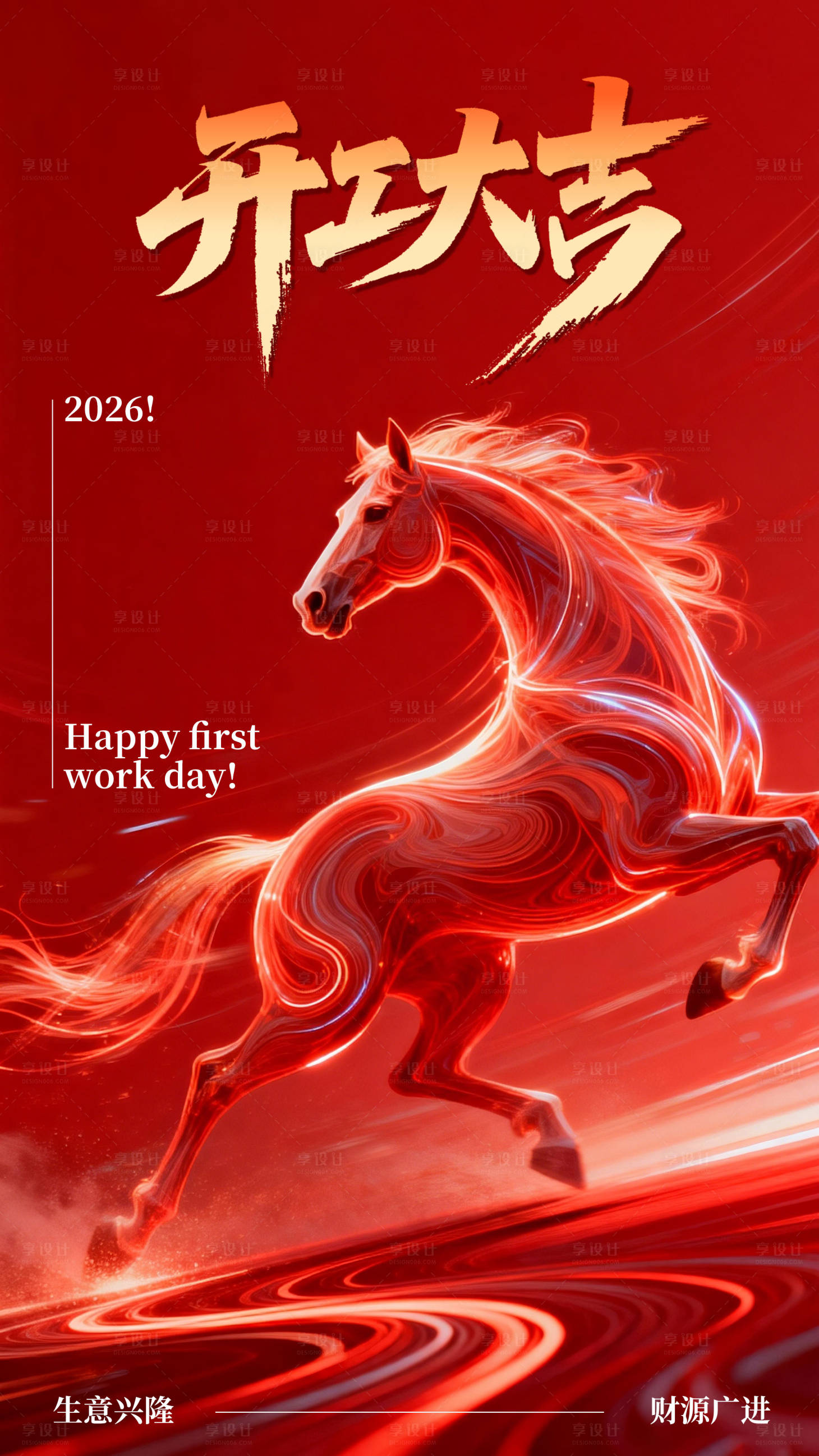 源文件下载【享设计】搜索编号：86520035484068153【马年开工大吉红金海报】