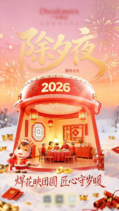 源文件下载【享设计】搜索编号：56210035444284268【除夕海报设计】