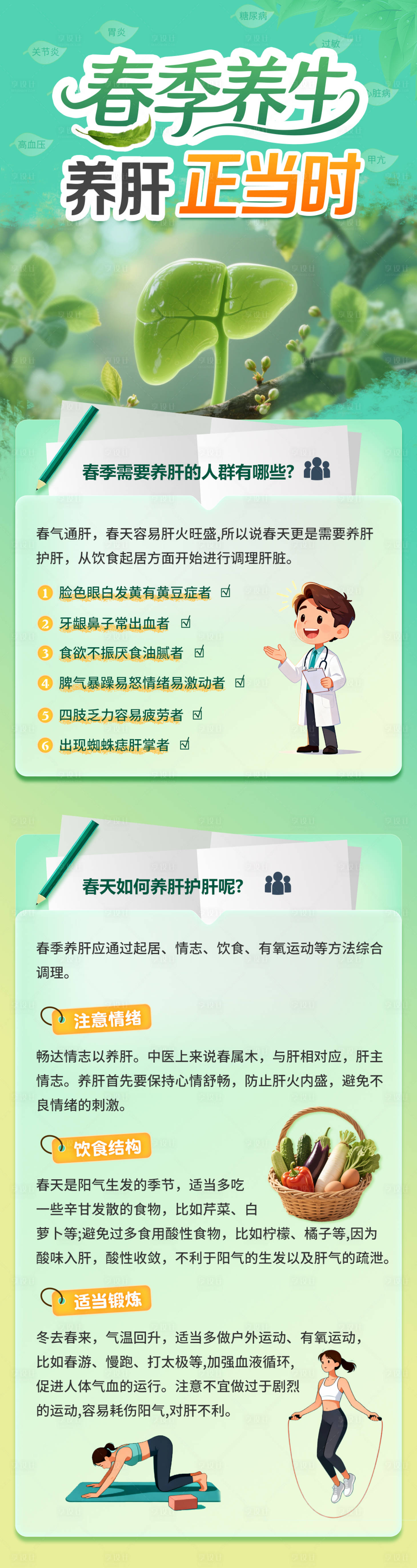 源文件下载【享设计】搜索编号：63300035493874346【科普春季养生养肝知识分享海报】
