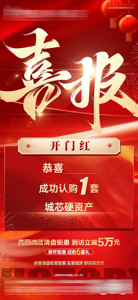 源文件下载【享设计】搜索编号：89580035407055405【房地产喜报红金海报】