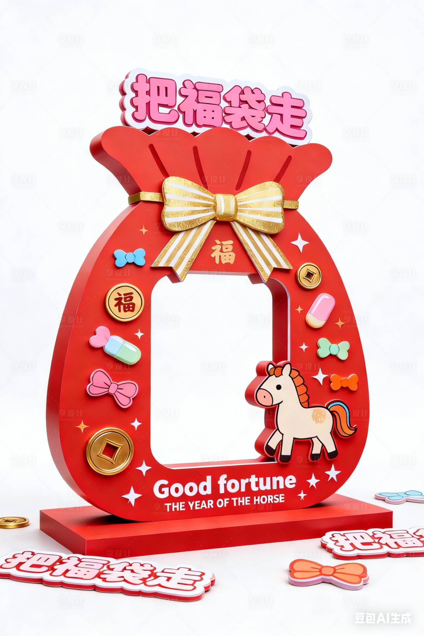 源文件下载【享设计】搜索编号：68460035441841373【新年马年喜庆福袋美陈】