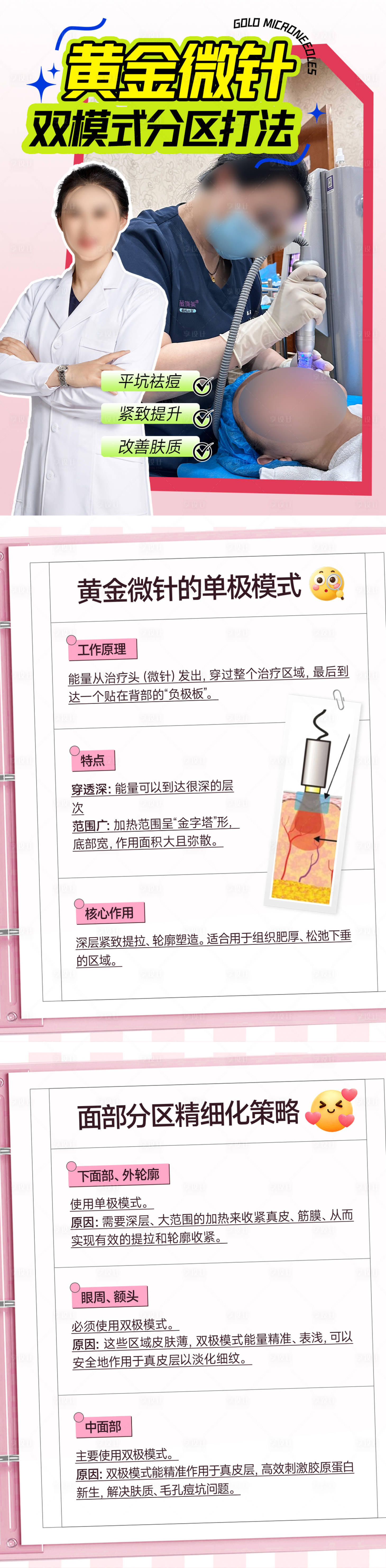 源文件下载【享设计】搜索编号：55590035385074811【医美小红书黄金微针套图系列海报】