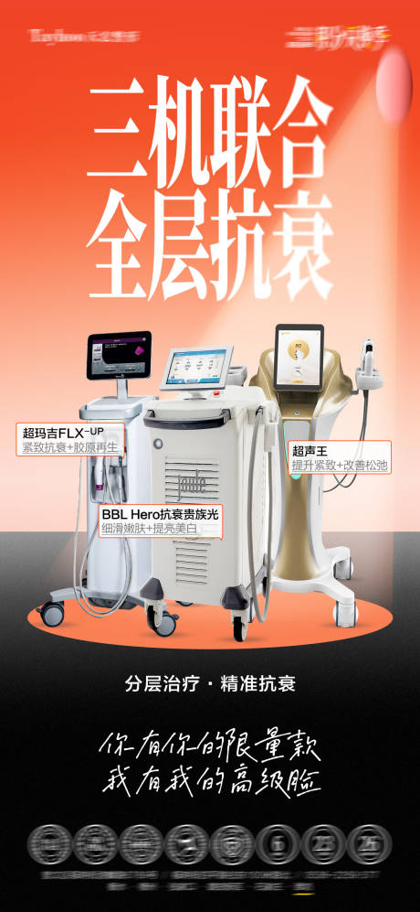 源文件下载【享设计】搜索编号：20680035488527391【医美三机仪器联合抗衰海报】