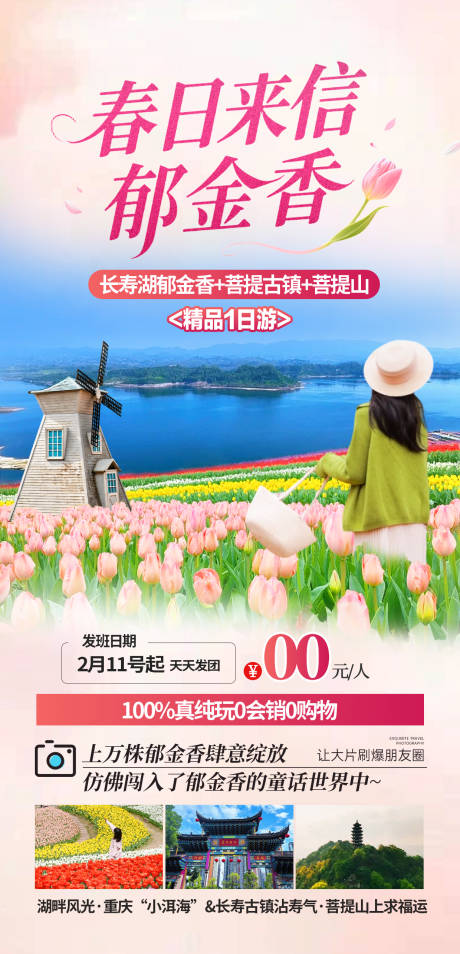 源文件下载【享设计】搜索编号：28380035546943514【长寿湖赏花旅游海报】