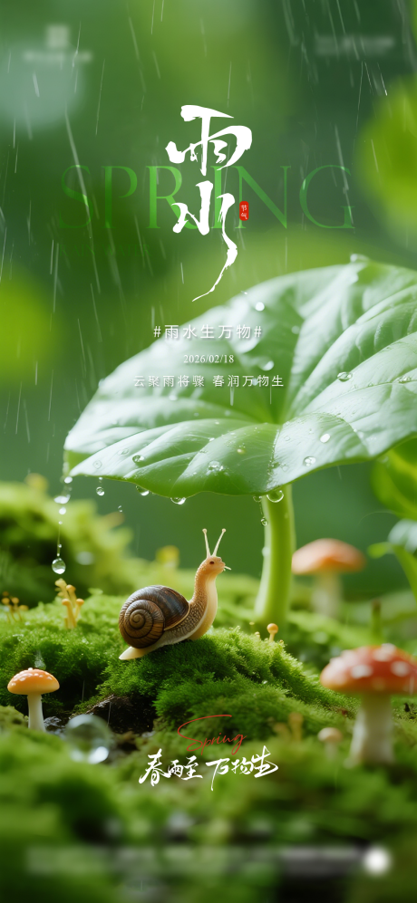 源文件下载【享设计】搜索编号：93870035314313091【雨水节气海报】