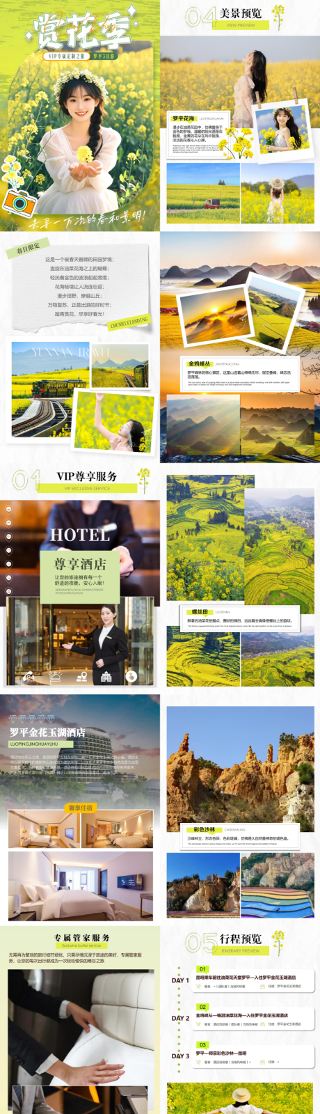 源文件下载【享设计】搜索编号：66230035505913232【VIP定制赏花季罗平3日游竖版PPT】