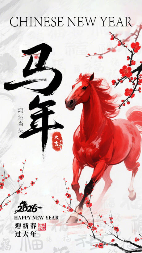 源文件下载【享设计】搜索编号：90360035351737349【马年新年海报】