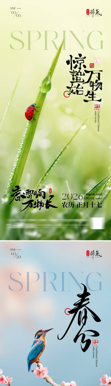 源文件下载【享设计】搜索编号：99560035528619970【惊蛰春分海报】