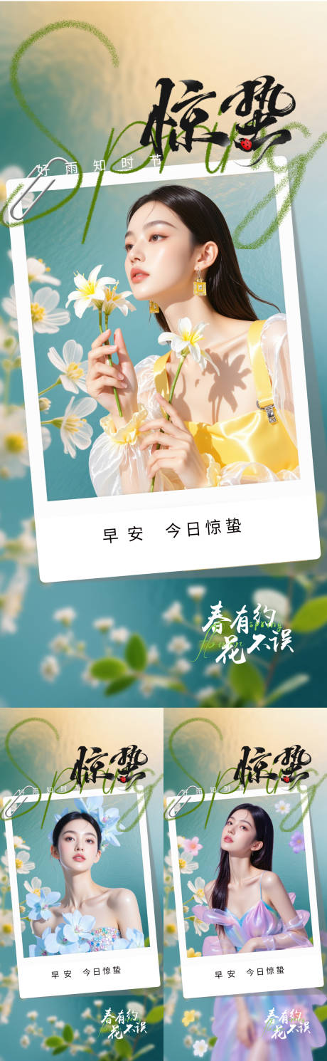 源文件下载【享设计】搜索编号：94010035488239011【医美早安惊蛰节气系列海报】