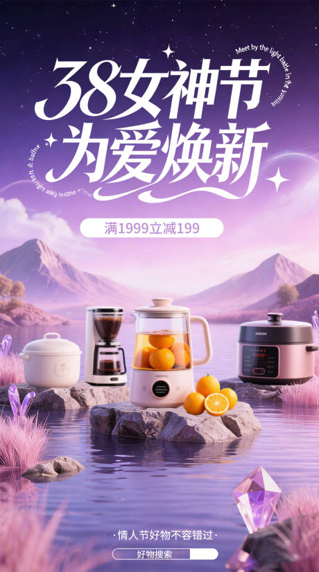 源文件下载【享设计】搜索编号：63120035378045293【电商女神节营销海报】