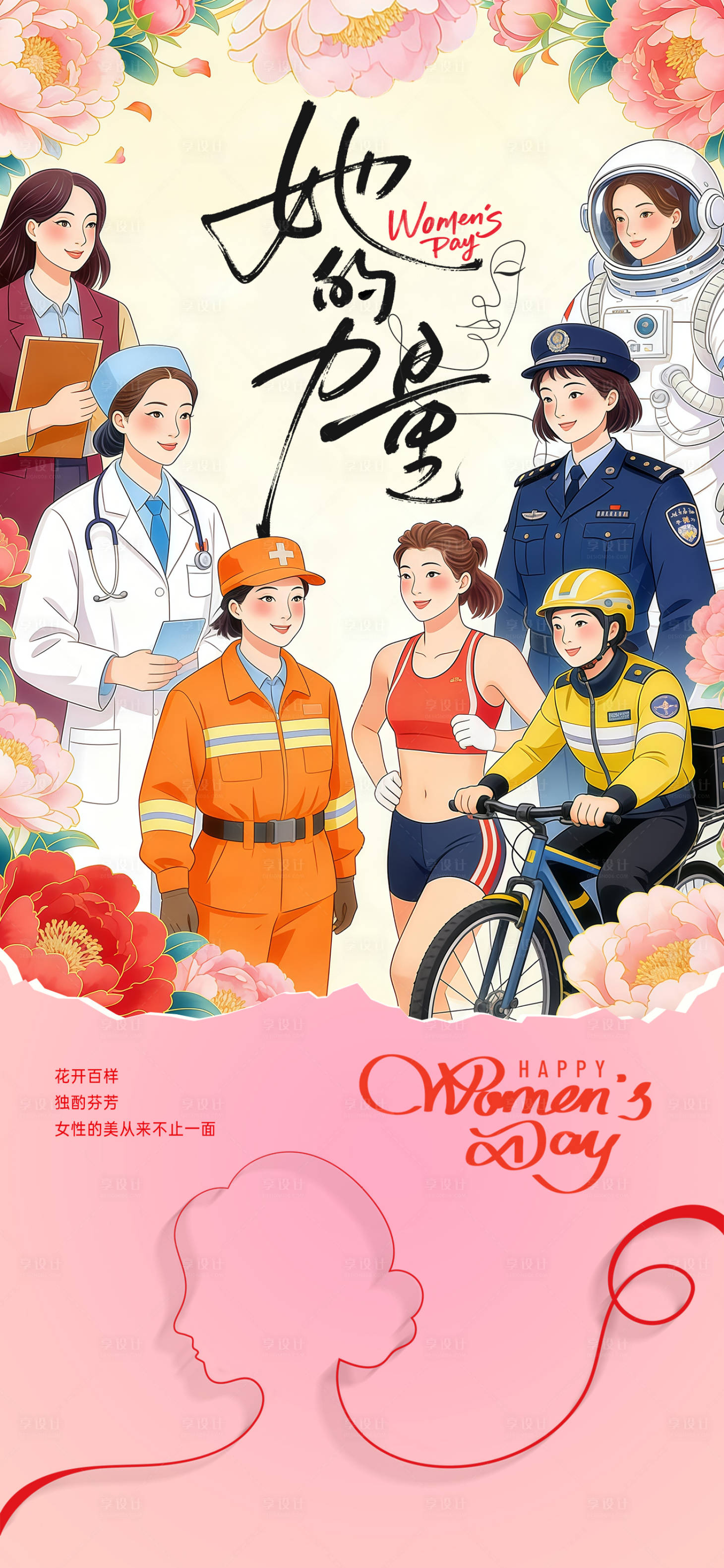 源文件下载【享设计】搜索编号：39020035520378174【妇女节插画海报】