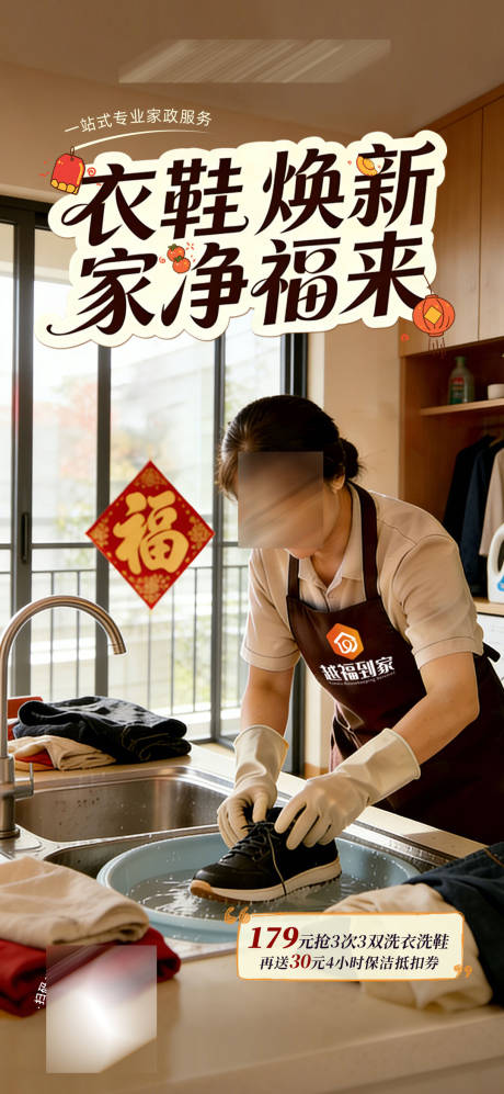 源文件下载【享设计】搜索编号：72310035384234180【春节衣鞋清洗海报】