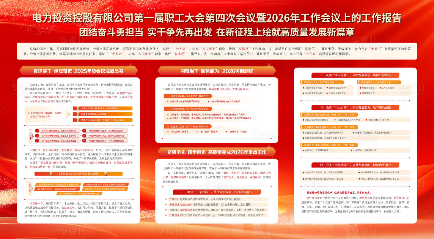 源文件下载【享设计】搜索编号：39190035447329340【电网红色报告展板】