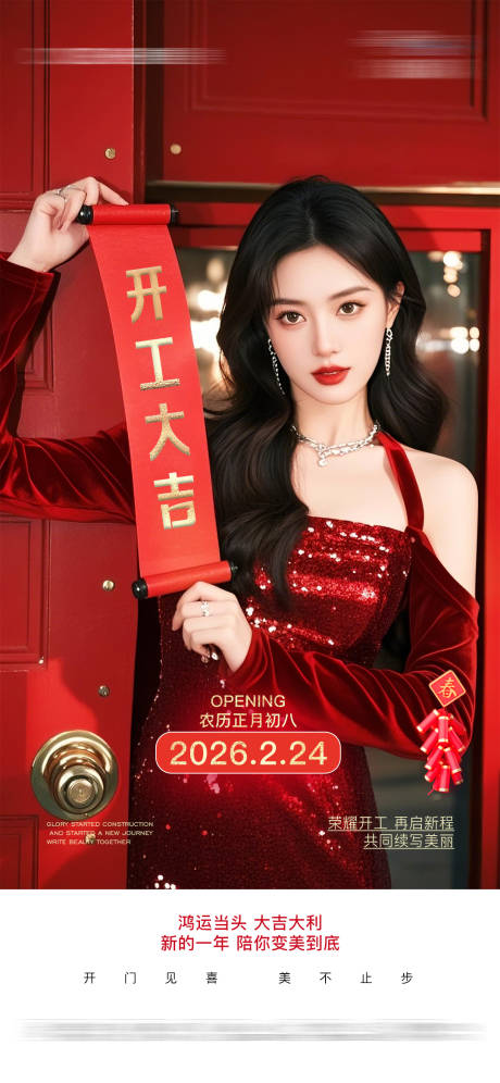源文件下载【享设计】搜索编号：16980035450266311【医美开工大吉开门红海报】