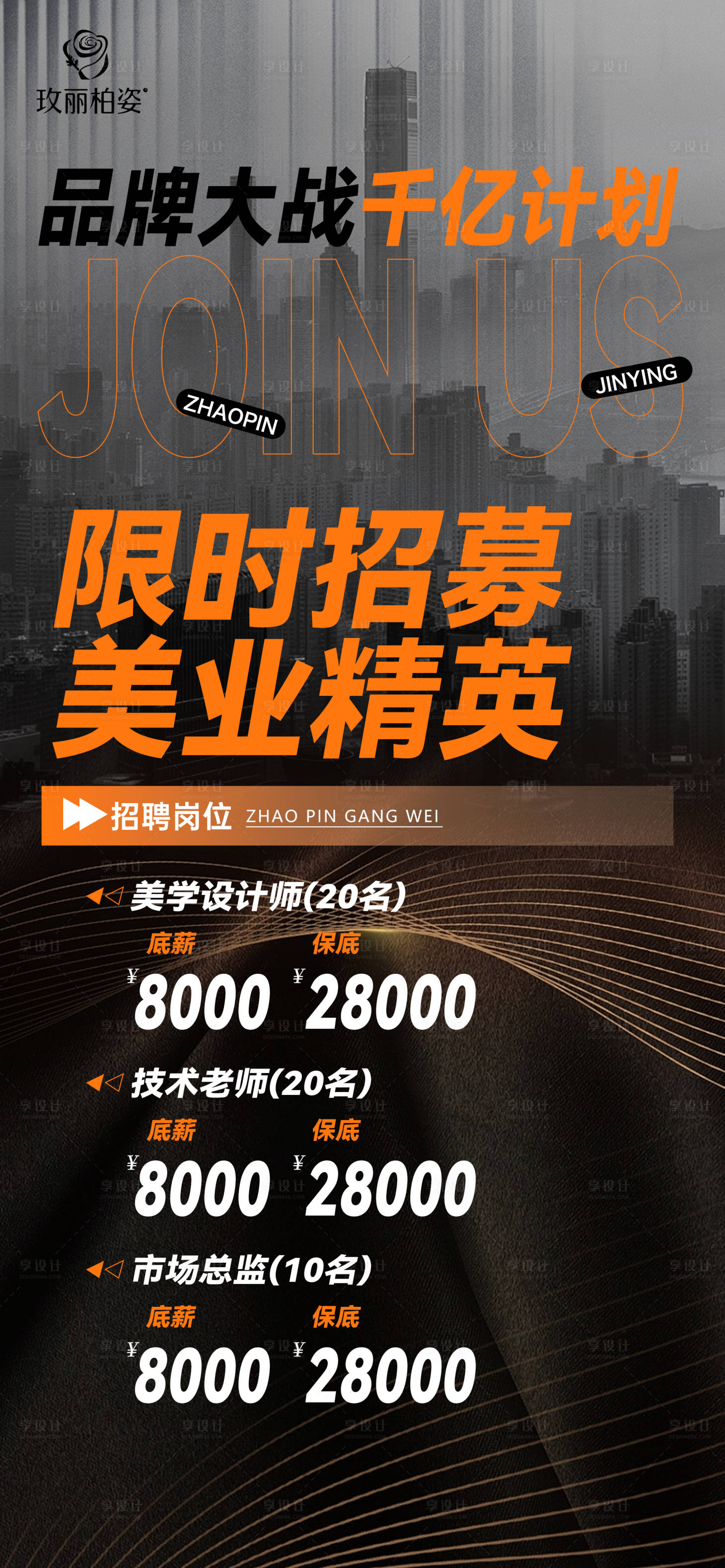 源文件下载【享设计】搜索编号：34370035388687989【医美招聘海报】