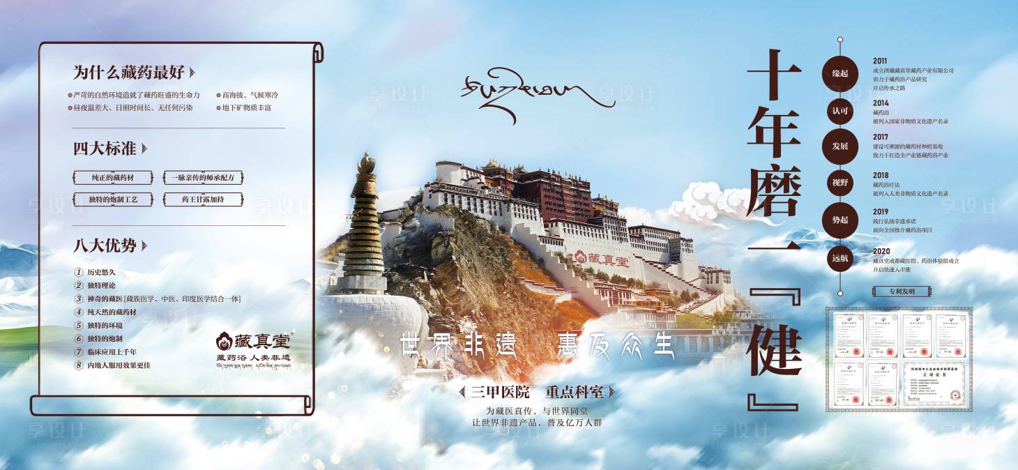 源文件下载【享设计】搜索编号：16470035526804671【西藏藏药浴品牌宣传海报非遗传承展板】