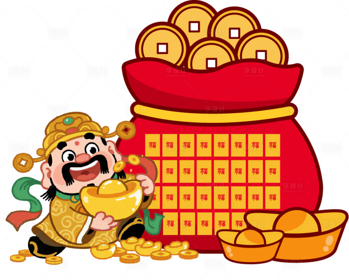 源文件下载【享设计】搜索编号：59380035326085676【新年财神福袋红包美陈】