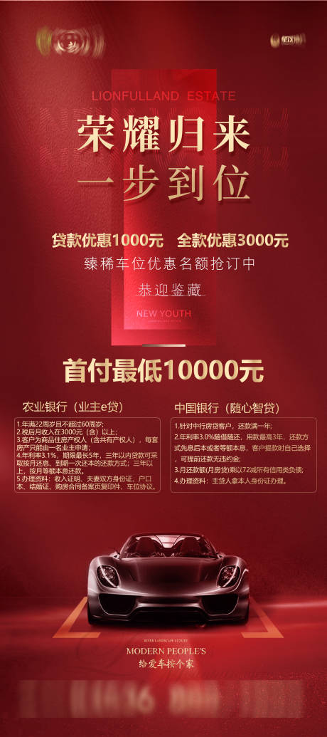 源文件下载【享设计】搜索编号：49770035953385005【地产车位销售红金展架易拉宝】