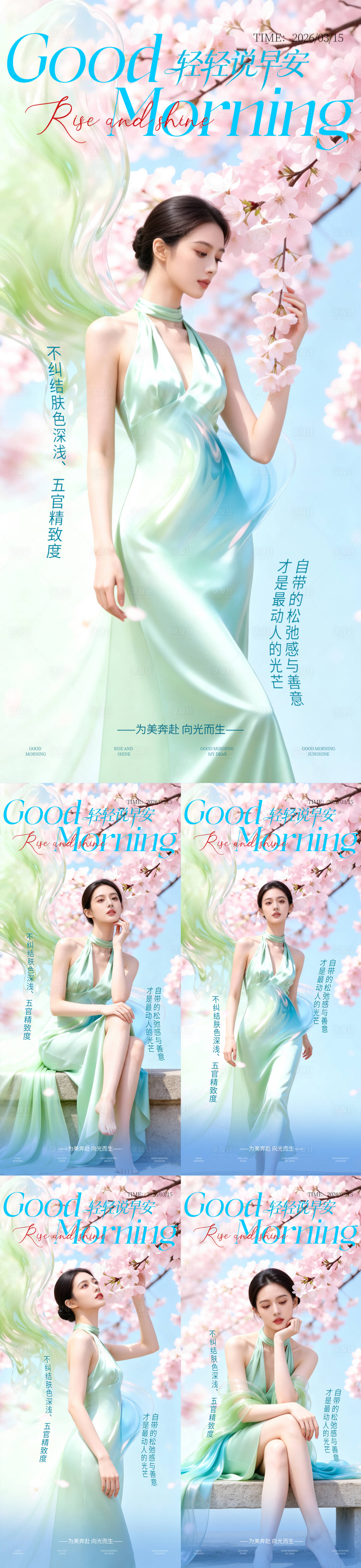 源文件下载【享设计】搜索编号：81980035853414429【医美早安图系列海报】