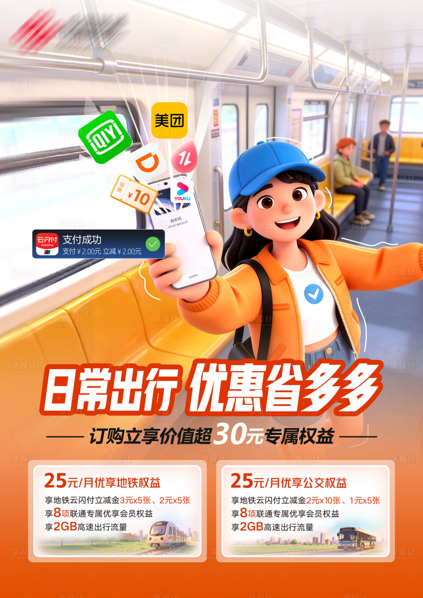 源文件下载【享设计】搜索编号：71480036005546025【出行权益海报】