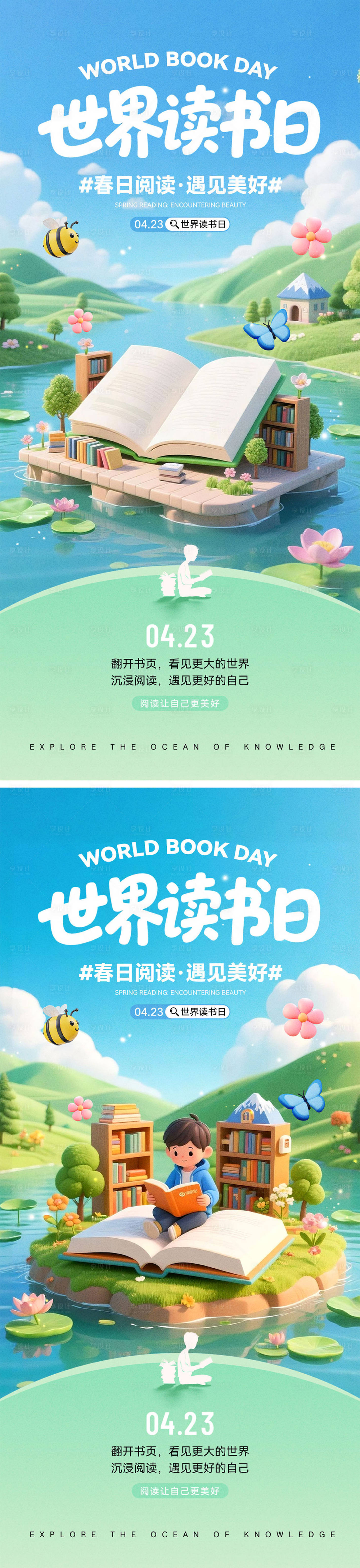 源文件下载【享设计】搜索编号：47550036089543600【世界读书日宣传海报】