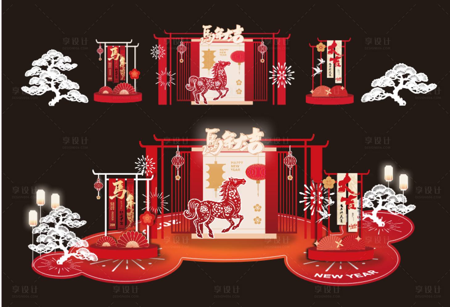 源文件下载【享设计】搜索编号：26720035631571960【马年春节美陈】