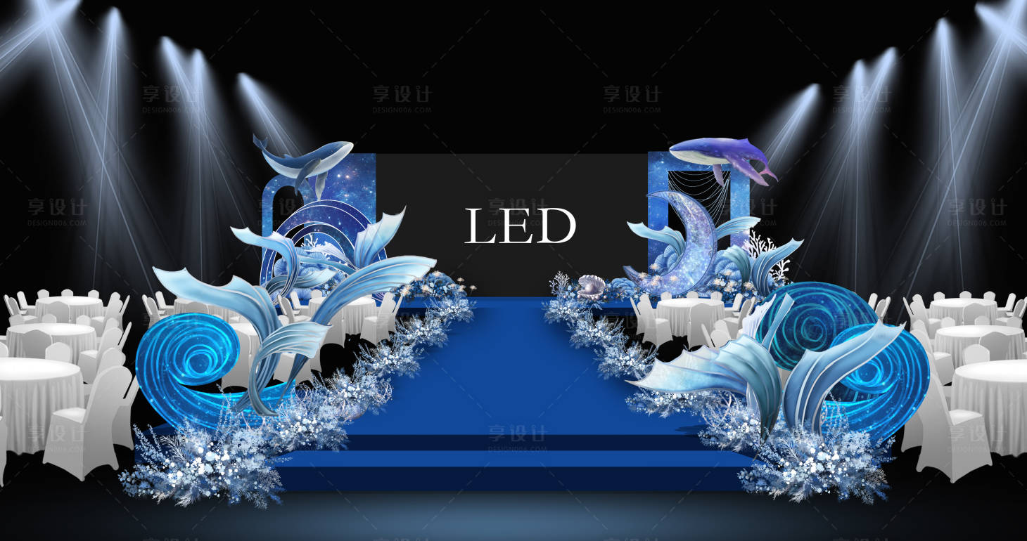 源文件下载【享设计】搜索编号：75800036099146349【蓝色海洋大屏效果图】