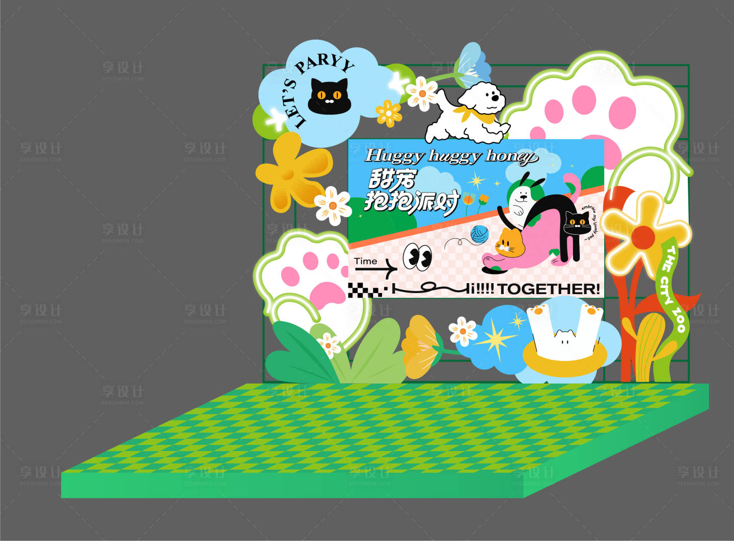 源文件下载【享设计】搜索编号：22680036066781114【宠物春日小型舞台】