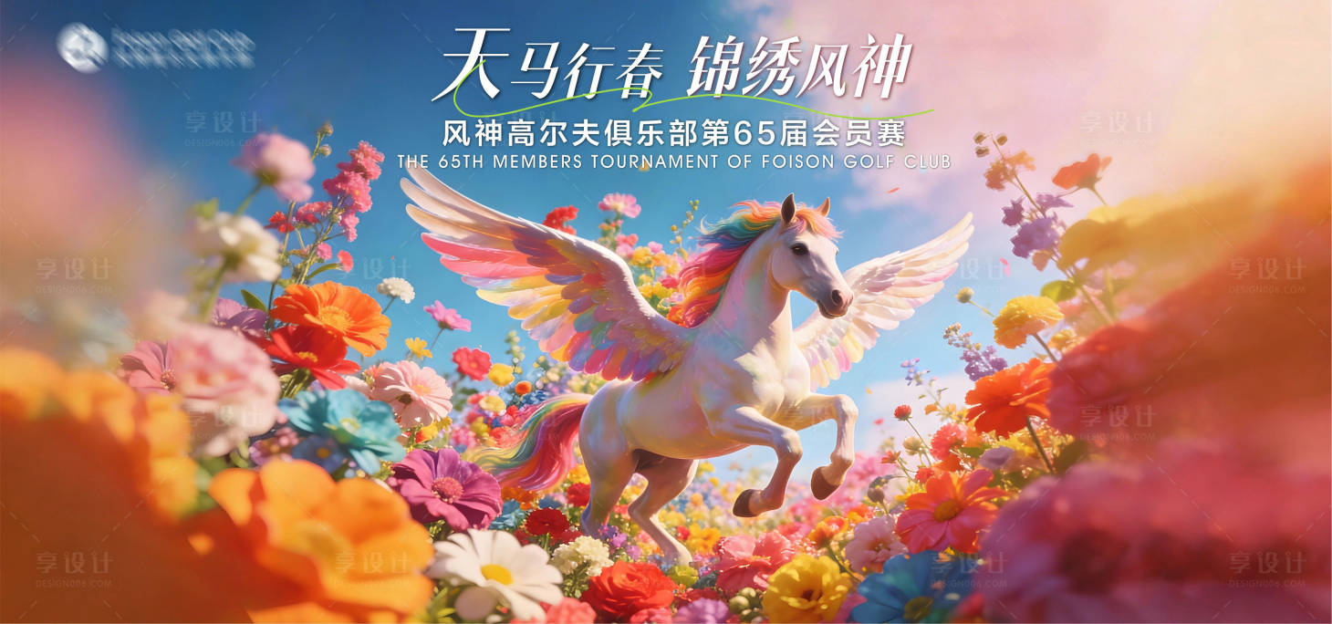 源文件下载【享设计】搜索编号：78260035975102114【多巴胺飞马背景板】