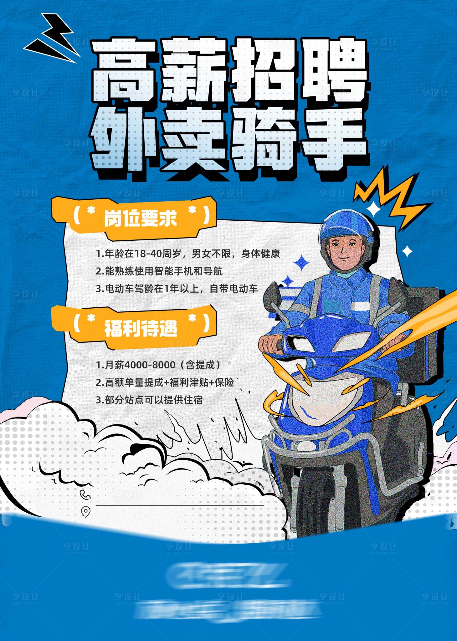 源文件下载【享设计】搜索编号：96230036008004174【外卖骑手招聘海报】