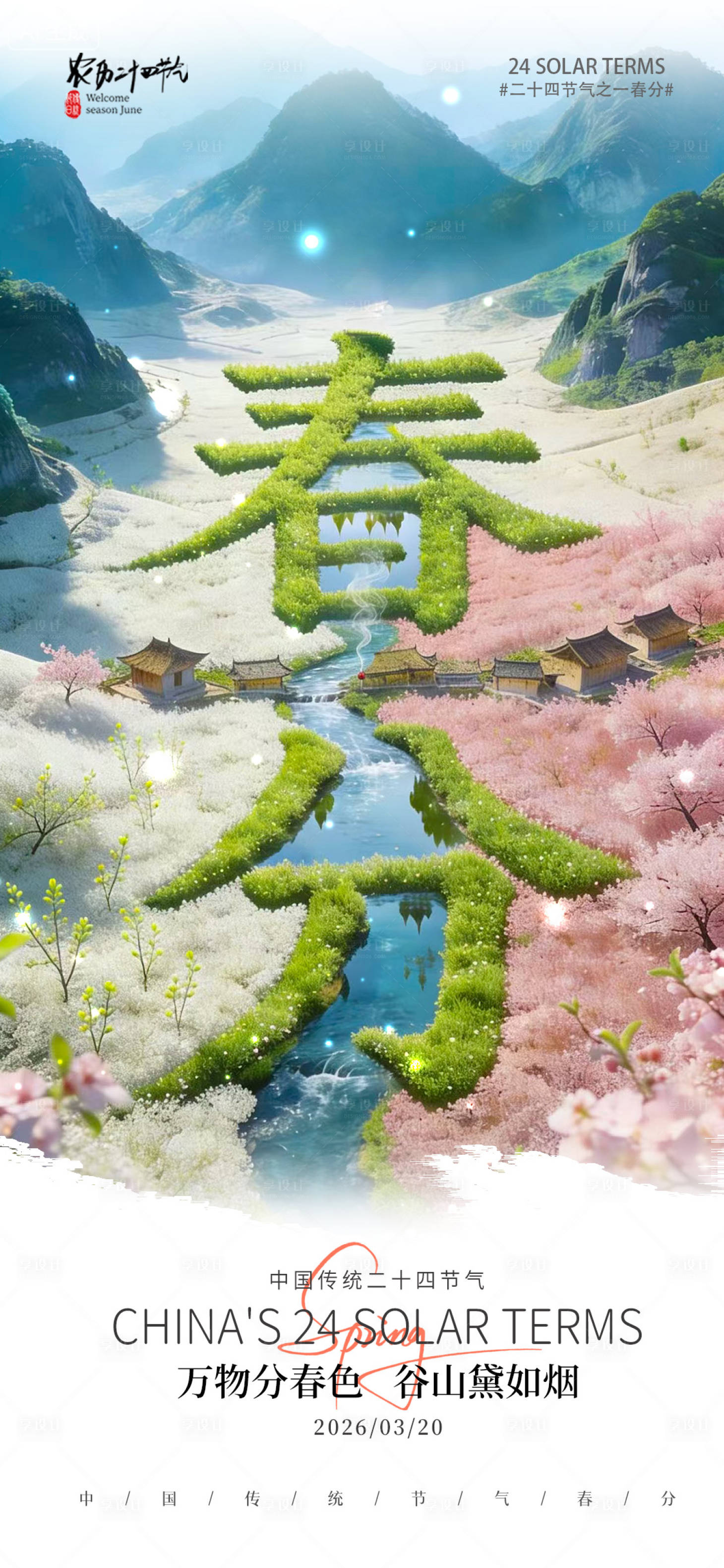 源文件下载【享设计】搜索编号：87830035634835948【春分节气海报】