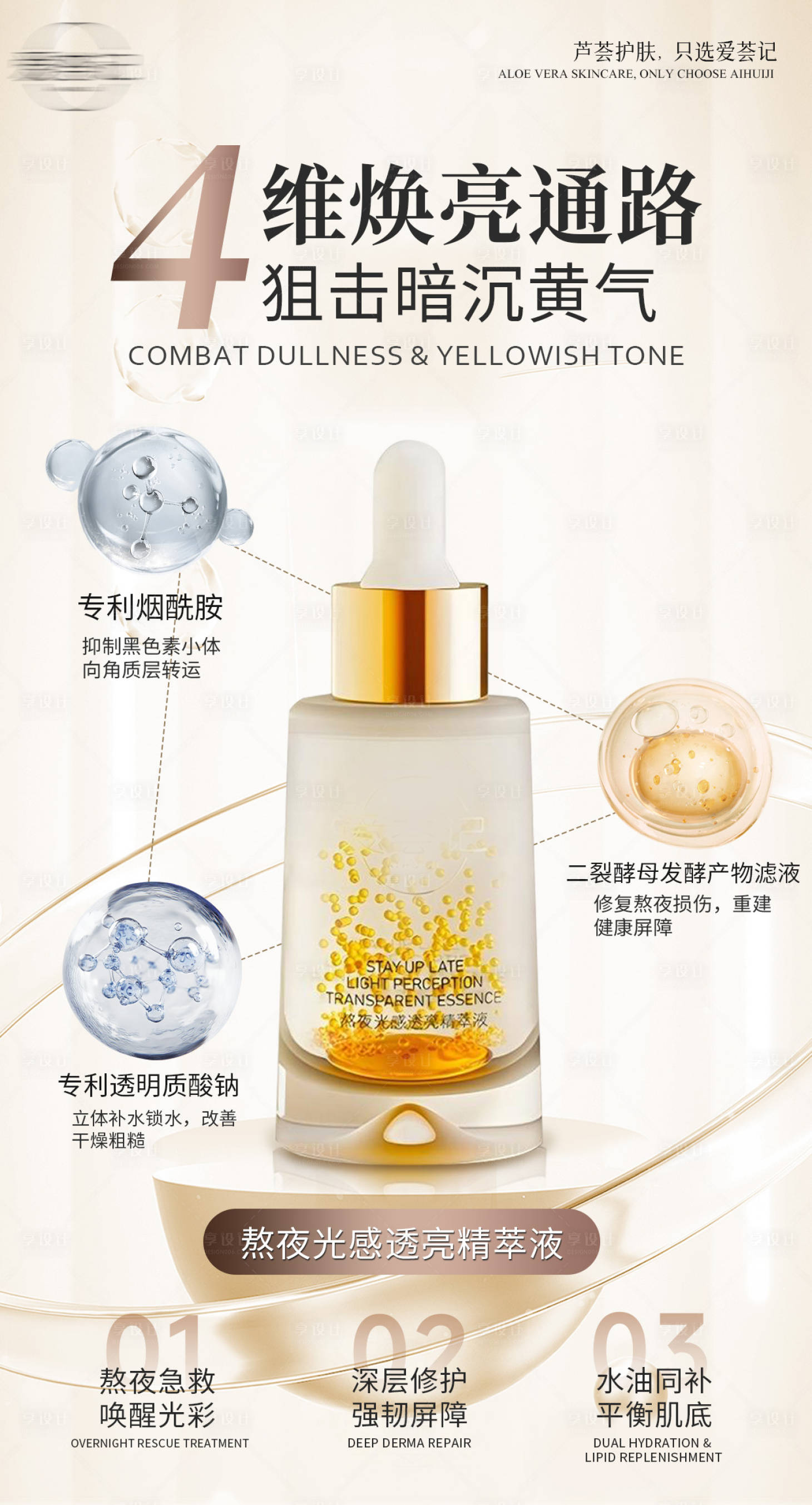源文件下载【享设计】搜索编号：58090035980036752【熬夜光感透亮精萃液 】