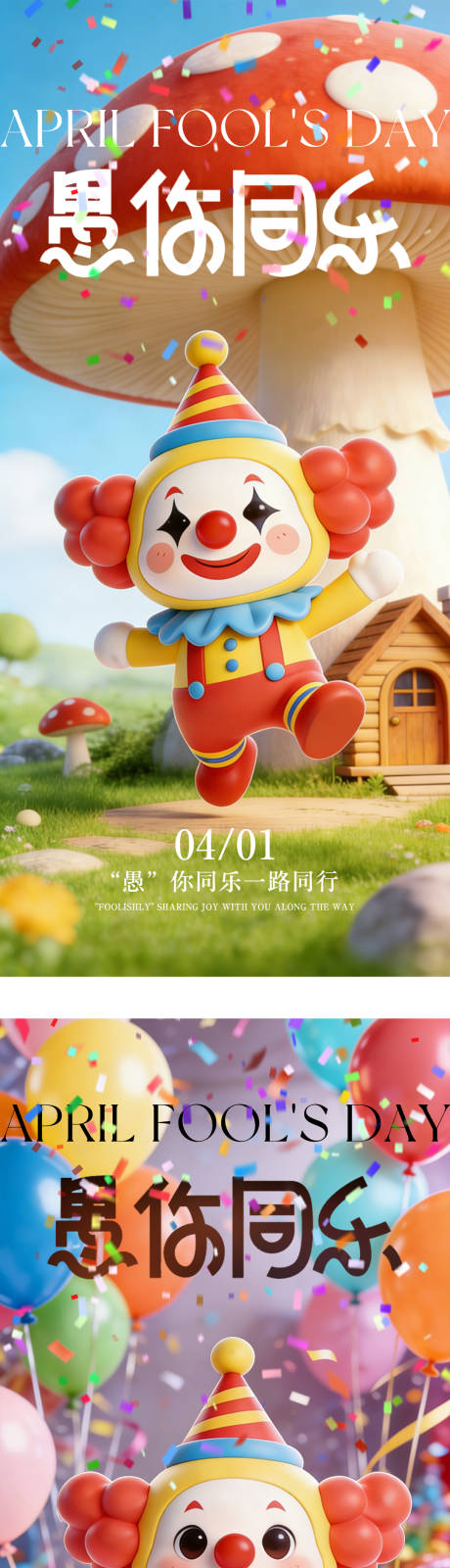 源文件下载【享设计】搜索编号：84070035916908176【41愚人节卡通系列海报】