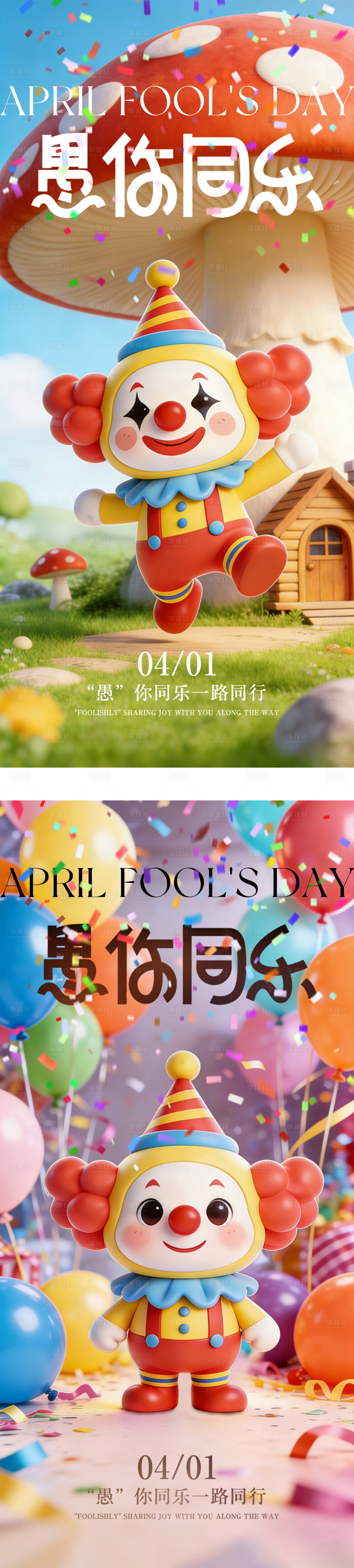 源文件下载【享设计】搜索编号：84070035916908176【41愚人节卡通系列海报】