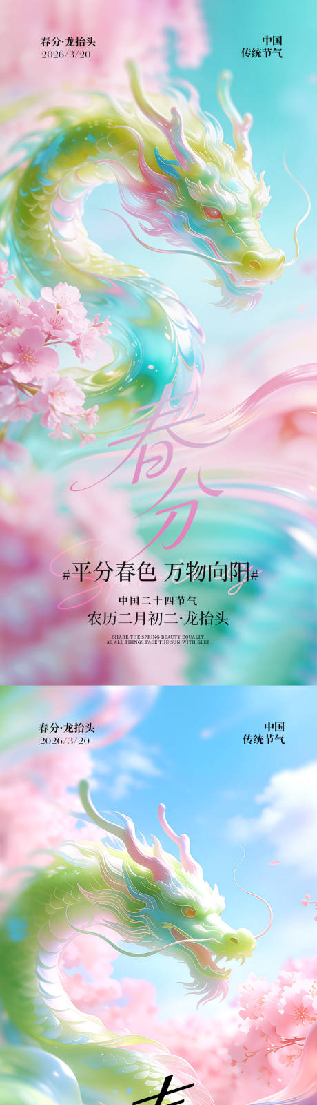源文件下载【享设计】搜索编号：70050035853837219【春分龙抬头节气海报】