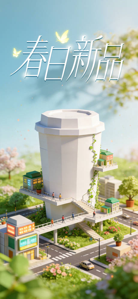 源文件下载【享设计】搜索编号：83180035670712642【咖啡杯子产品3D微缩场景海报】