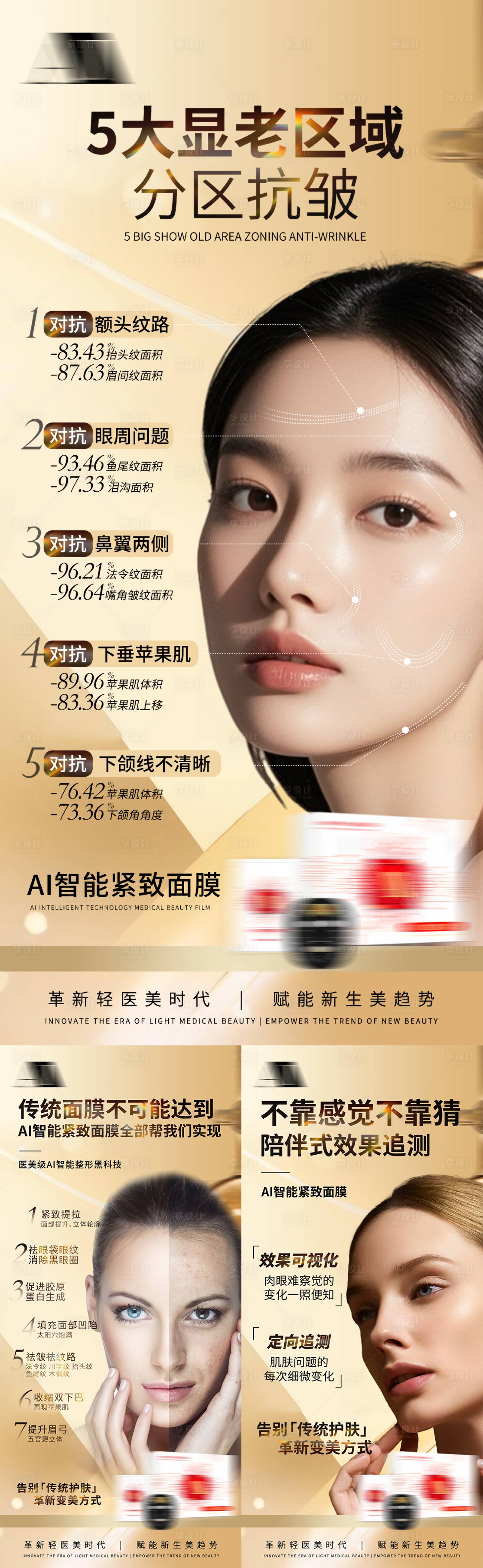 源文件下载【享设计】搜索编号：70360035601021755【轻医美产品护肤面膜优势成分介绍海报】