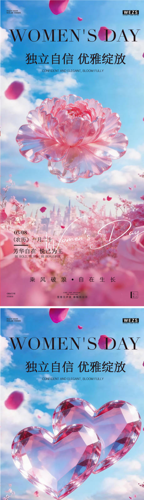 源文件下载【享设计】搜索编号：87470035601282382【38妇女节女神节简约花朵海报】