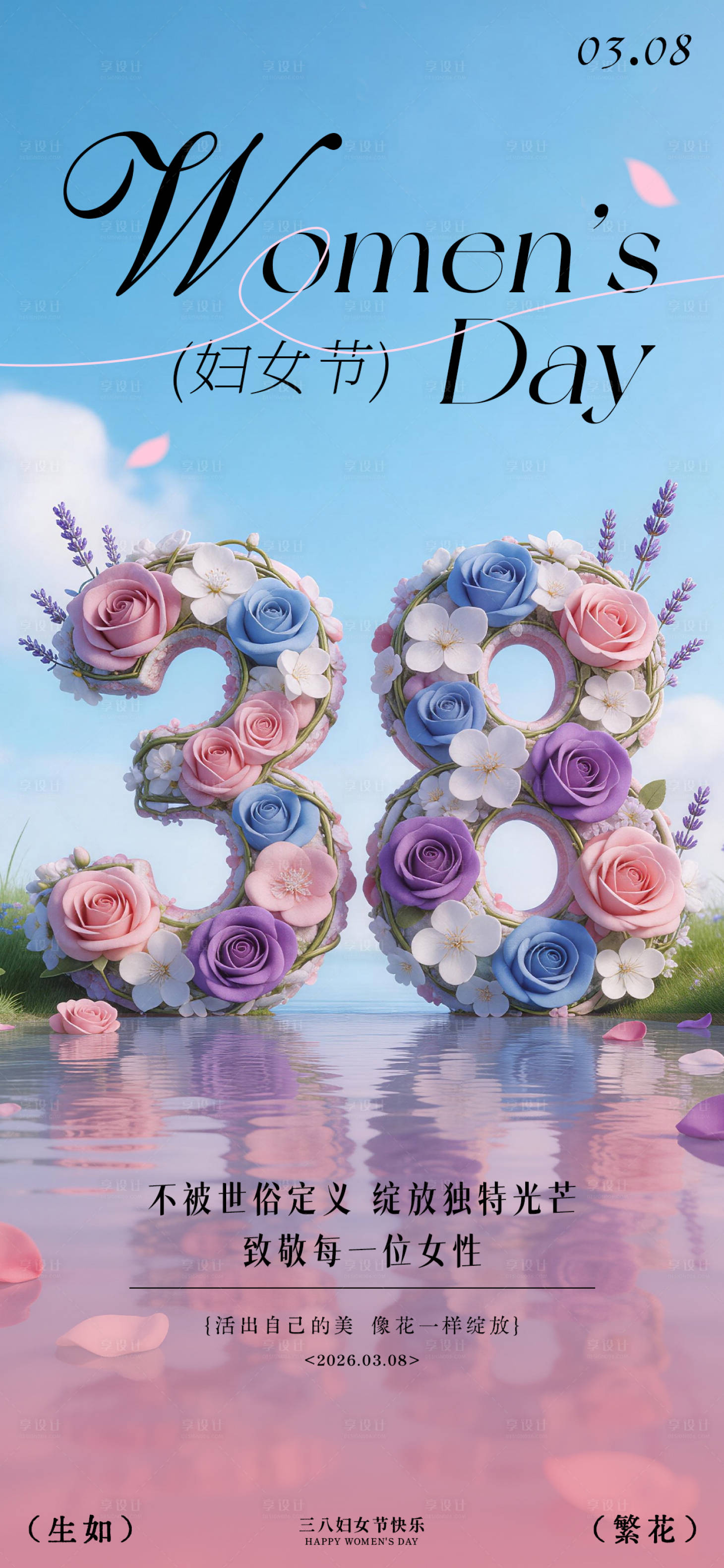 源文件下载【享设计】搜索编号：89560035637365895【三八妇女节女神女王节节日祝福海报】