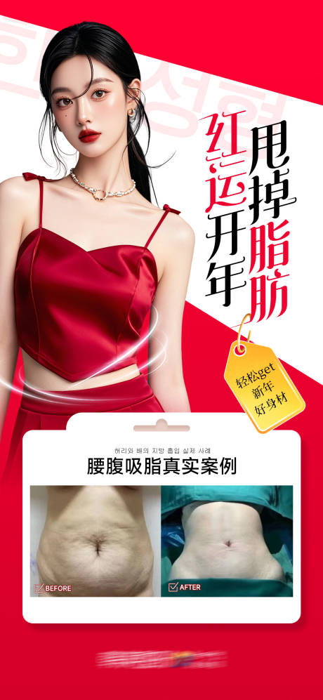 源文件下载【享设计】搜索编号：46860035987713420【腰腹吸脂真实案例海报】