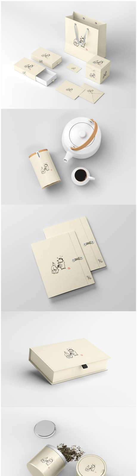源文件下载【享设计】搜索编号：56440036001237461【茶叶品牌茶壶礼盒手提袋包装样机合集1】