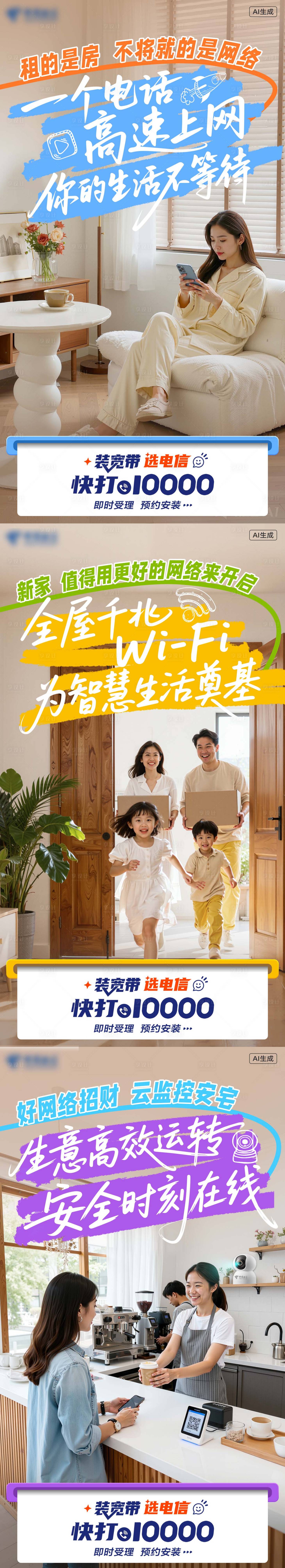 源文件下载【享设计】搜索编号：67890035868952833【电信网络产品系列海报】