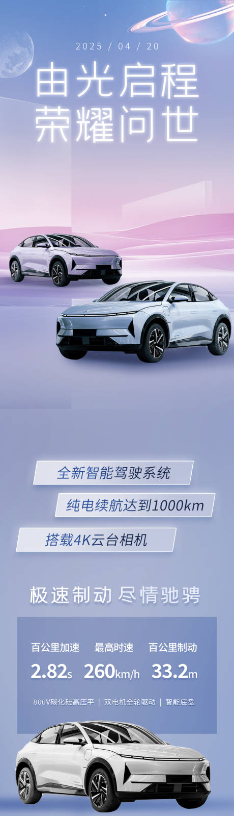 源文件下载【享设计】搜索编号：26400035613259413【由光启程荣耀问世汽车长图海报】