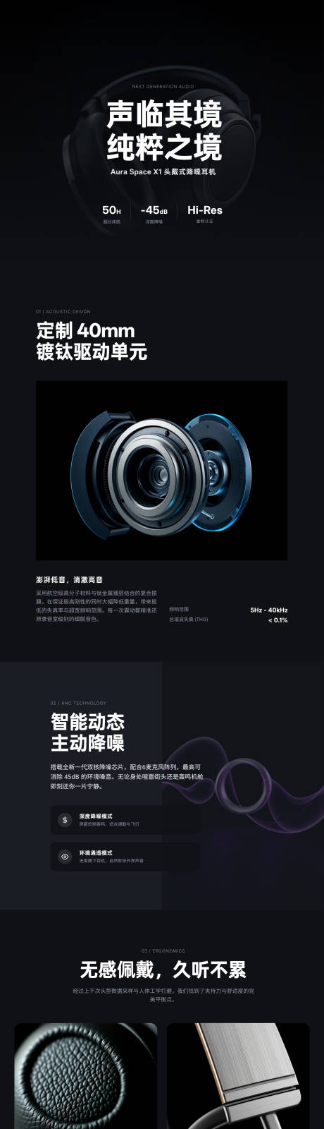 源文件下载【享设计】搜索编号：84790036155763553【高级质感降噪耳机电商详情页】