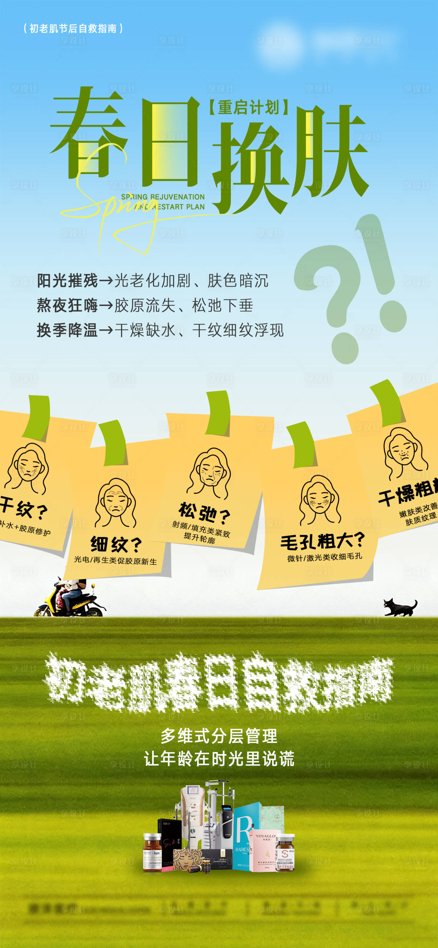 源文件下载【享设计】搜索编号：40070035963564670【春日焕肤重启计划海报】