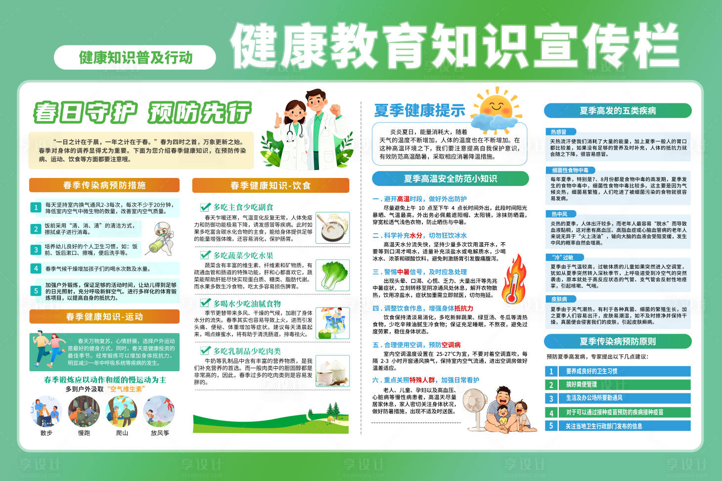 源文件下载【享设计】搜索编号：87970036010646129【春季夏季健康宣传栏】