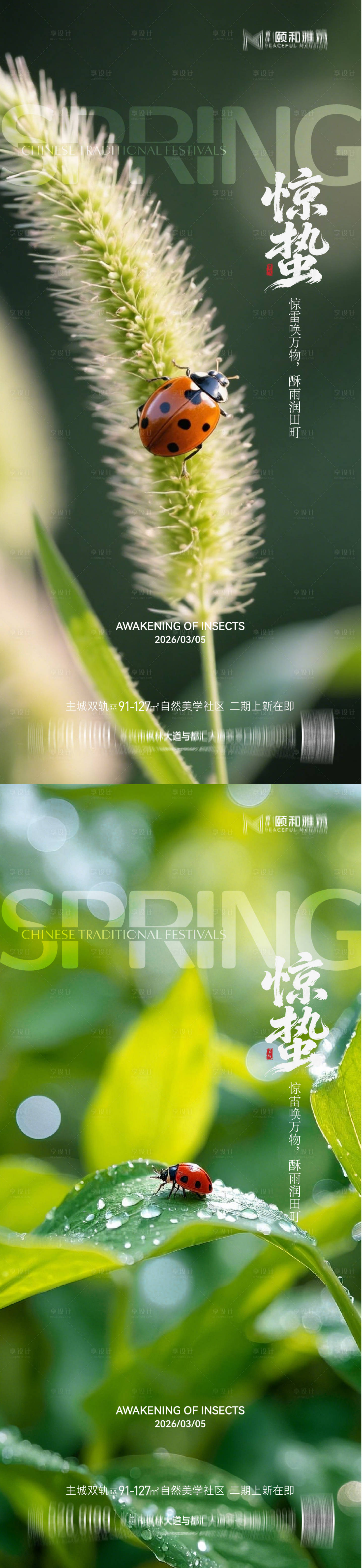 源文件下载【享设计】搜索编号：26960035599902245【惊蛰移动端节气海报】