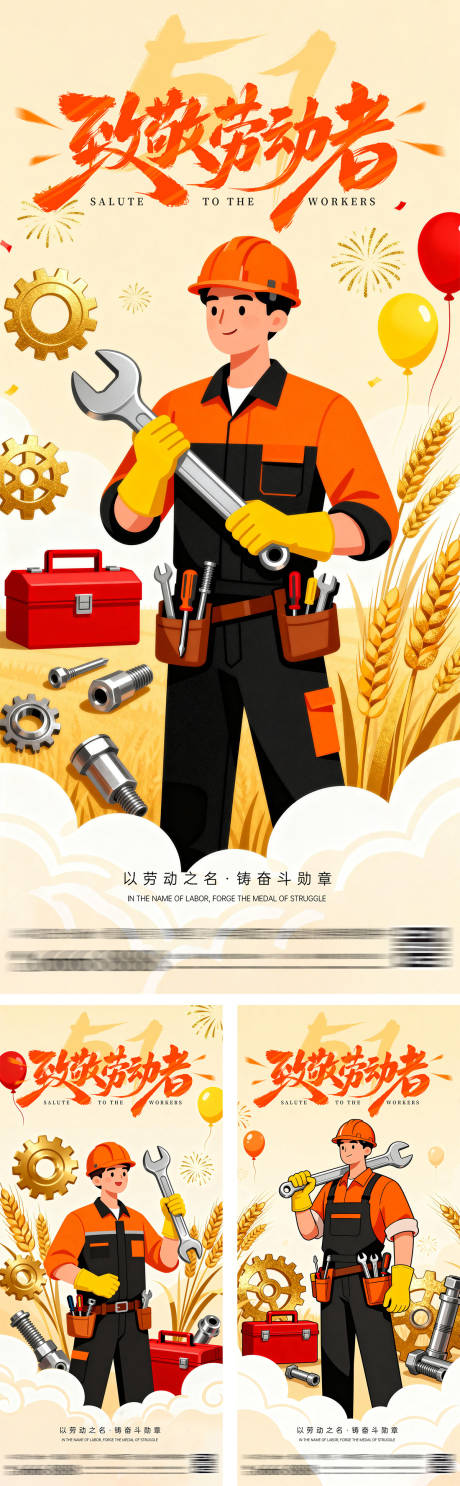 源文件下载【享设计】搜索编号：98140035676399483【劳动节插画海报】