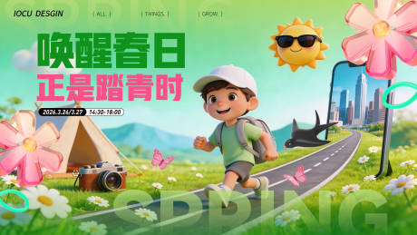 源文件下载【享设计】搜索编号：43640035877114302【踏青活动背景板】