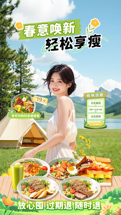 源文件下载【享设计】搜索编号：69180036009739451【餐饮自然直播间海报】